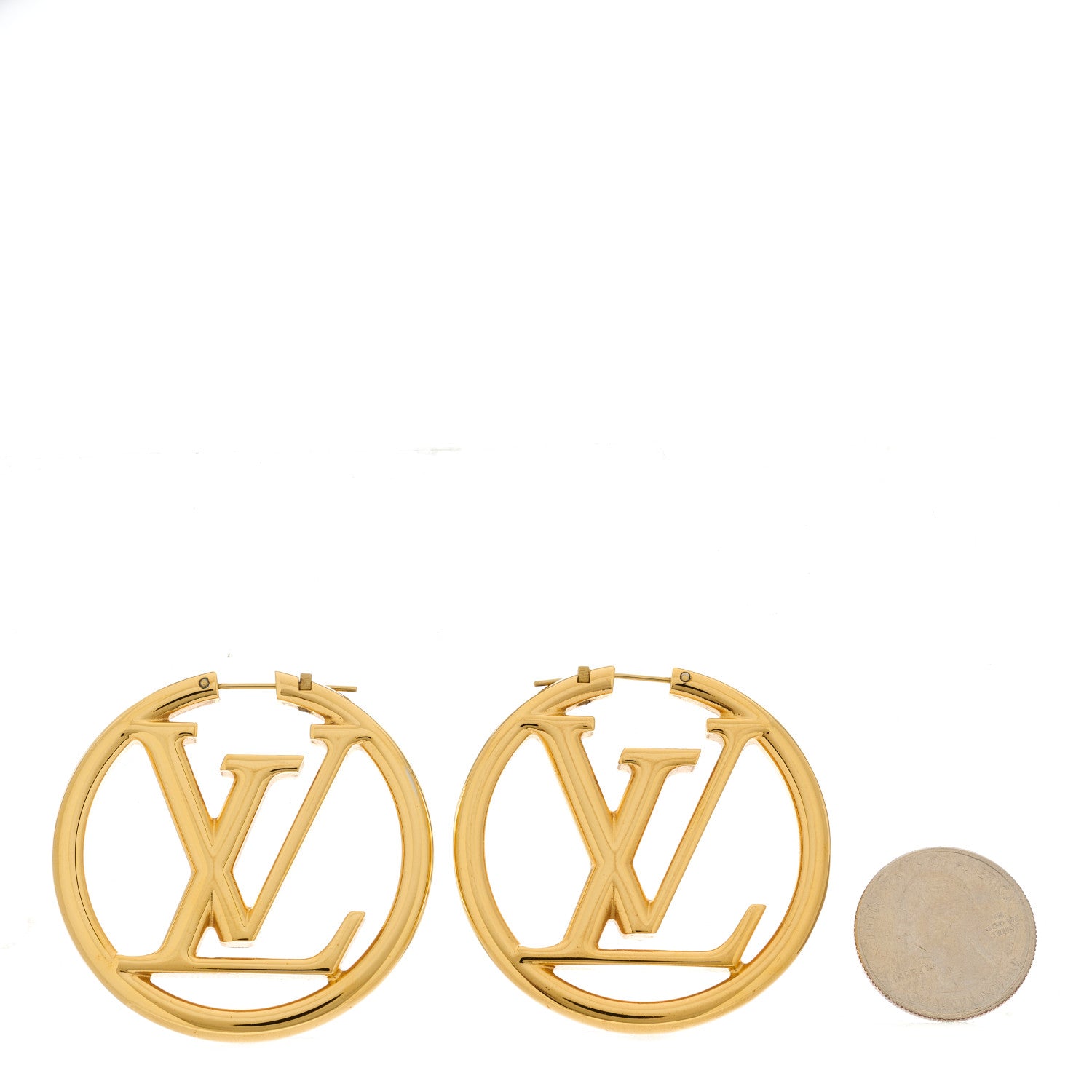 Louis Vuitton Metal Louise Hoop Earrings Gold 2 of 5