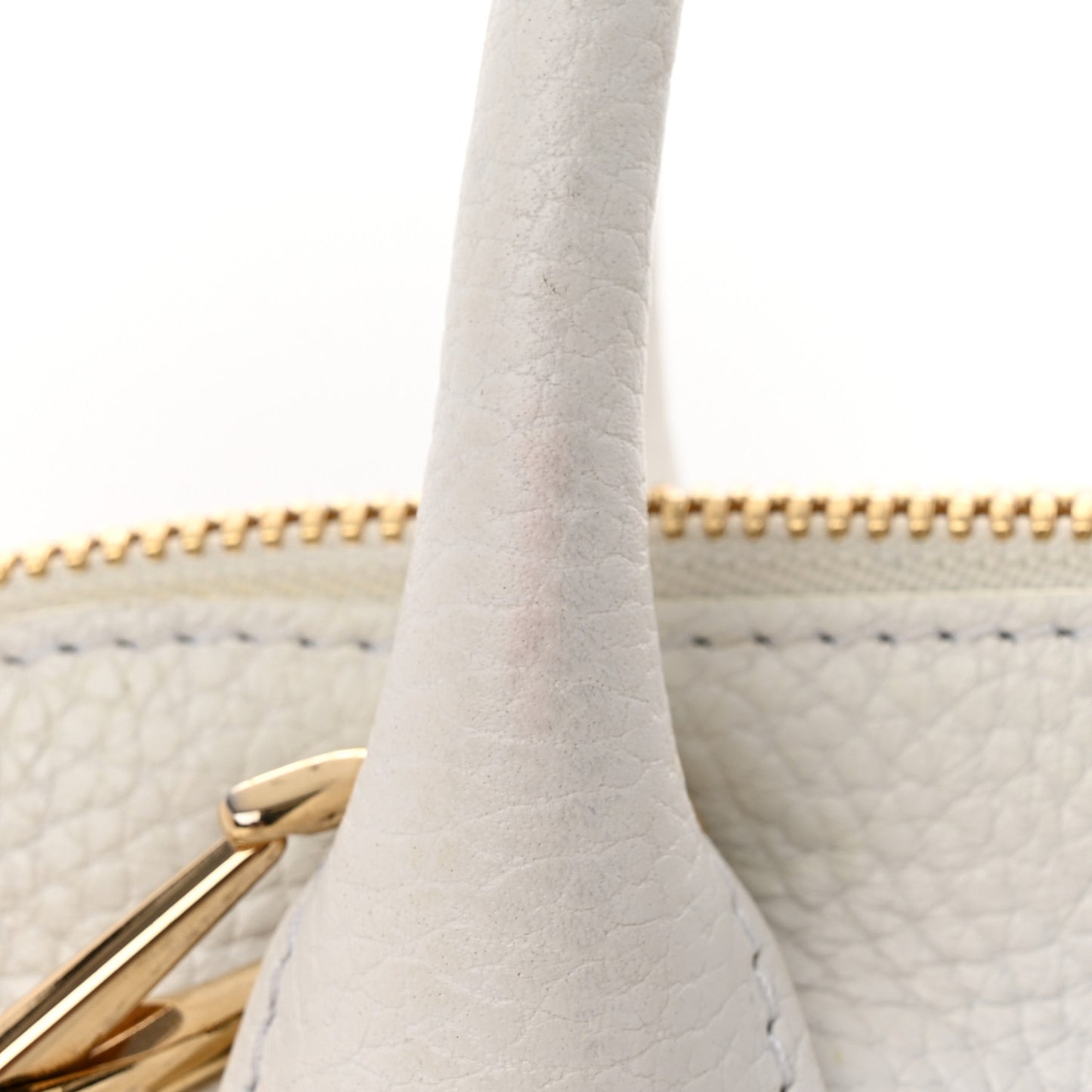 London Grainy Calfskin Small Greenwood Bowling Bag White