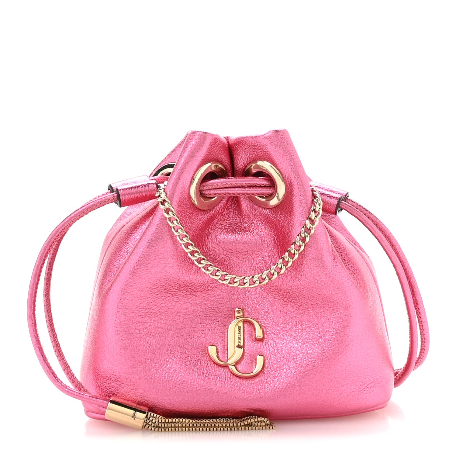 Jimmy Choo Metallic Nappa Mini Marcheline Shoulder Bag Peony