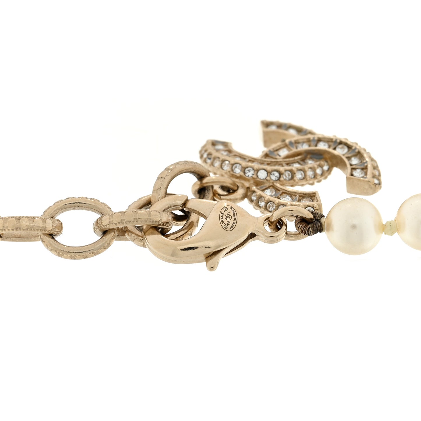 Pearl Crystal CC Bracelet Gold