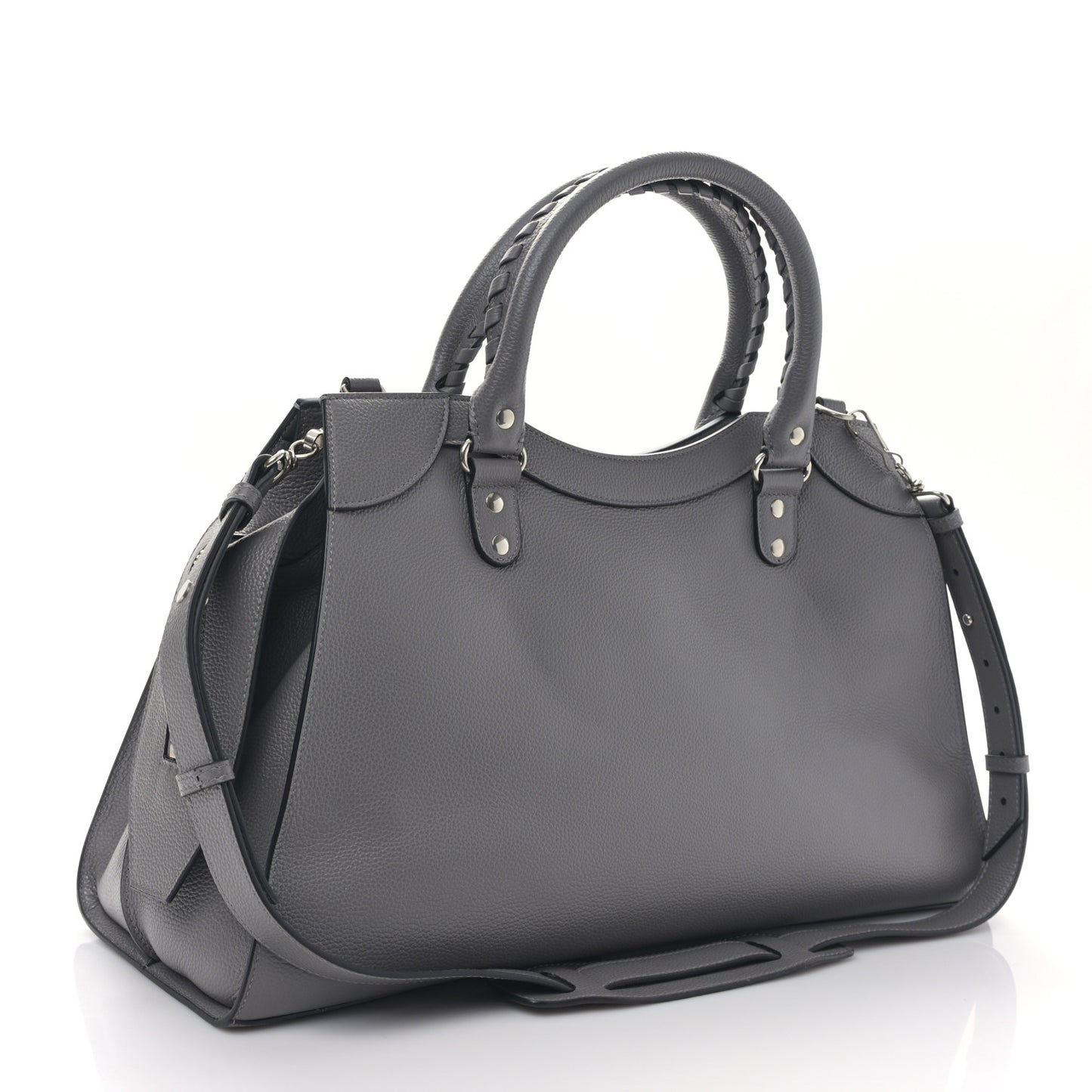 Grained Calfskin Neo Classic Silver Hardware Medium City Dark Grey