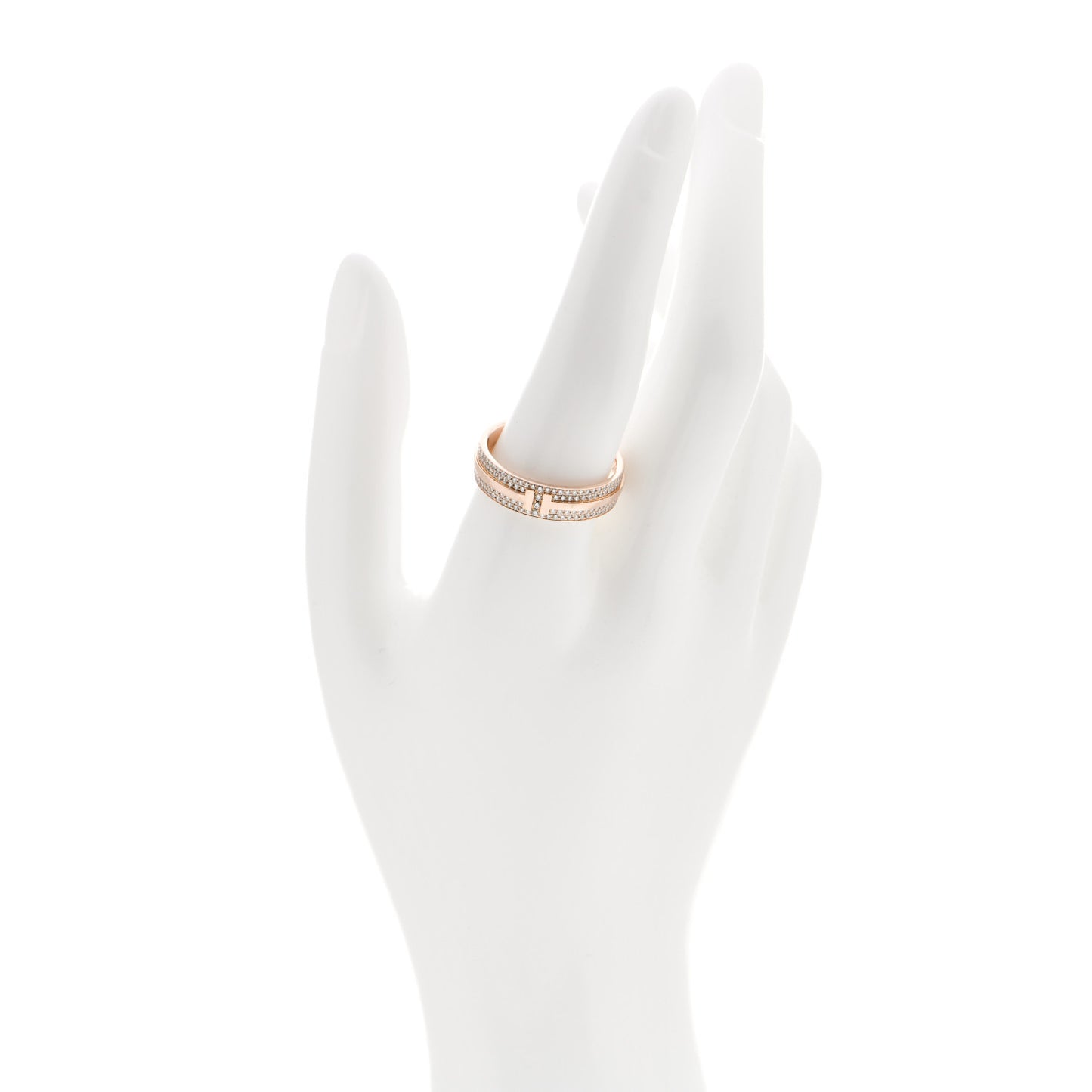 18K Rose Gold Diamond Wide T Two Pave Ring 62 10