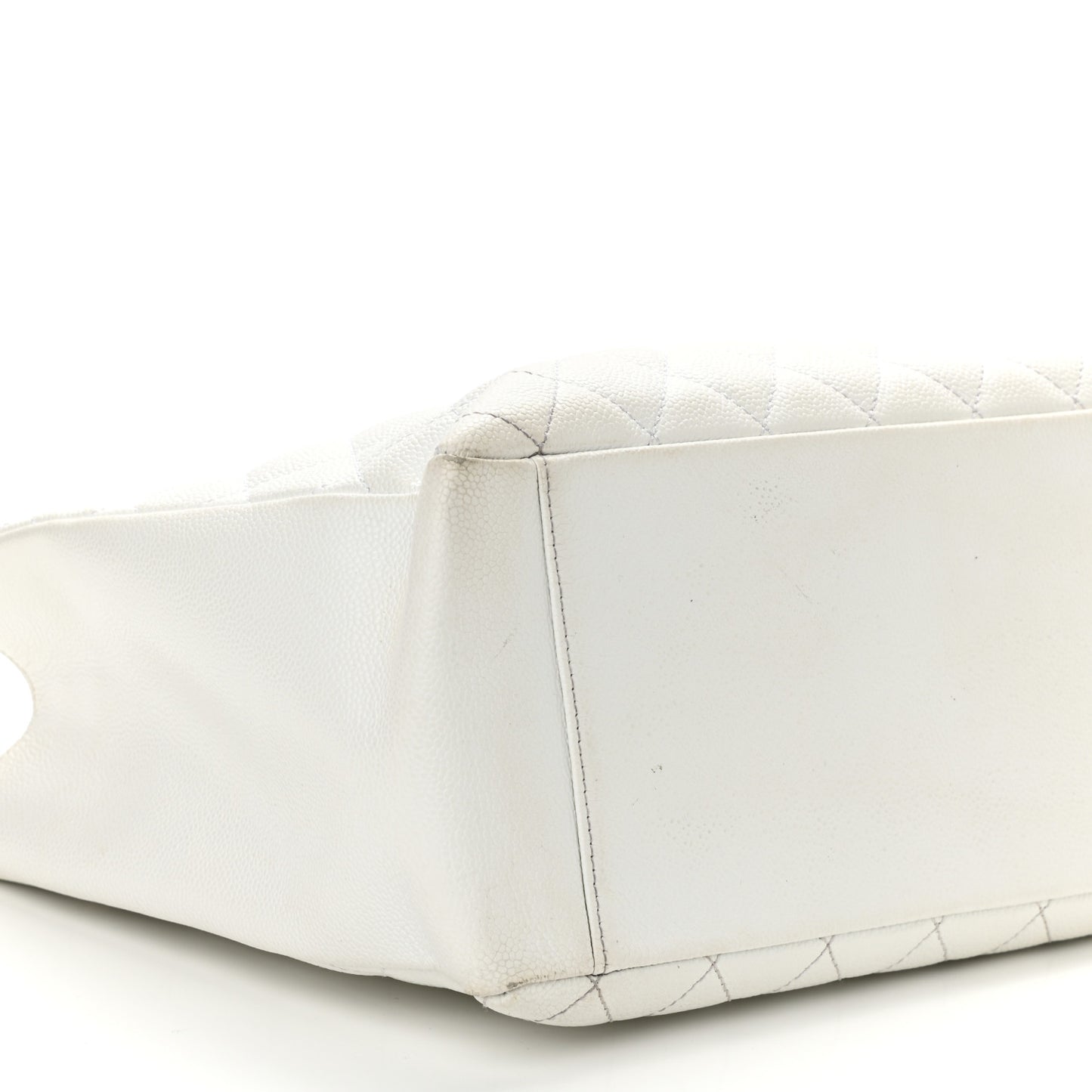Caviar Quilted Grand Shopping Tote GST White