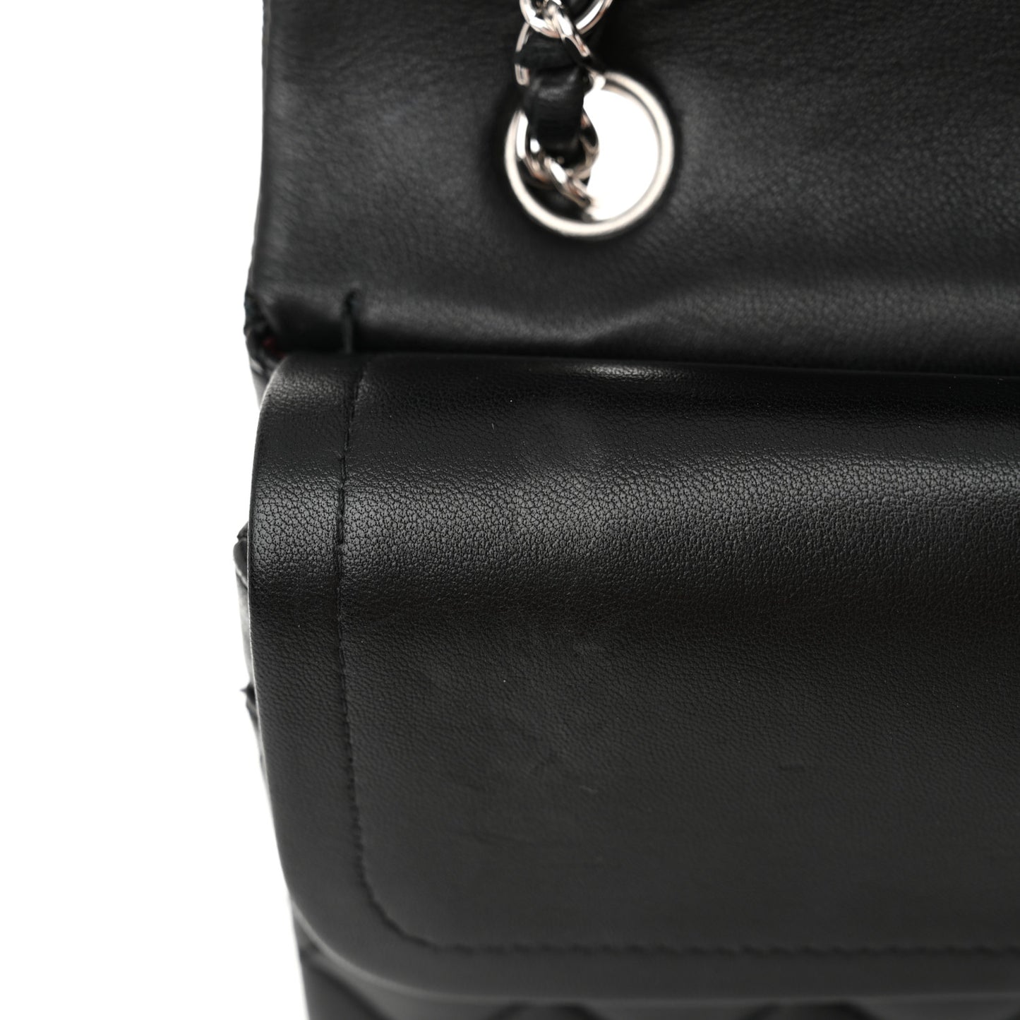 Lambskin Quilted Medium Double Flap Black