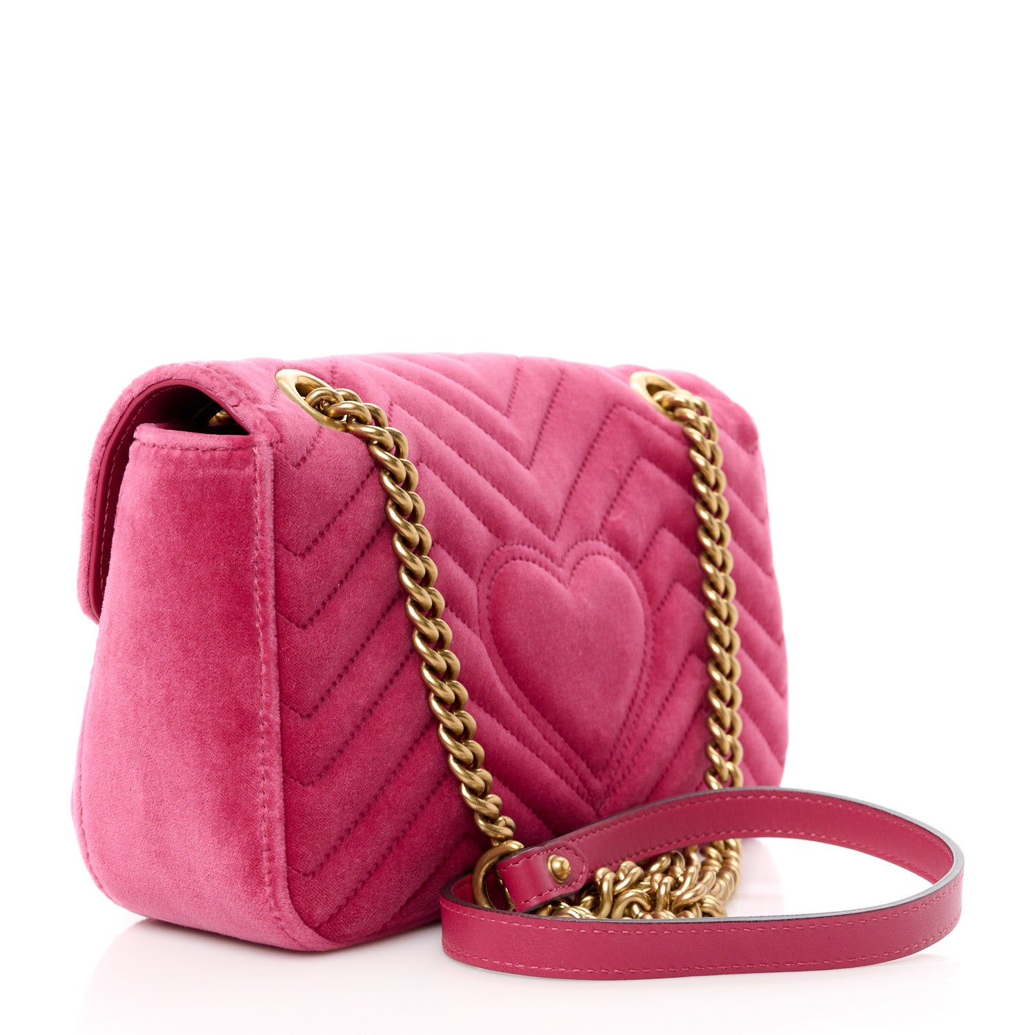Gucci Velvet Matelasse Small GG Marmont Shoulder Bag Light Raspberry Rose 3 of 12