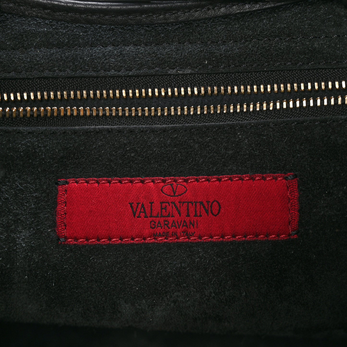 VALENTINO GARAVANI Grained Calfskin Rockstud Double Handle Cinch Tote Black
