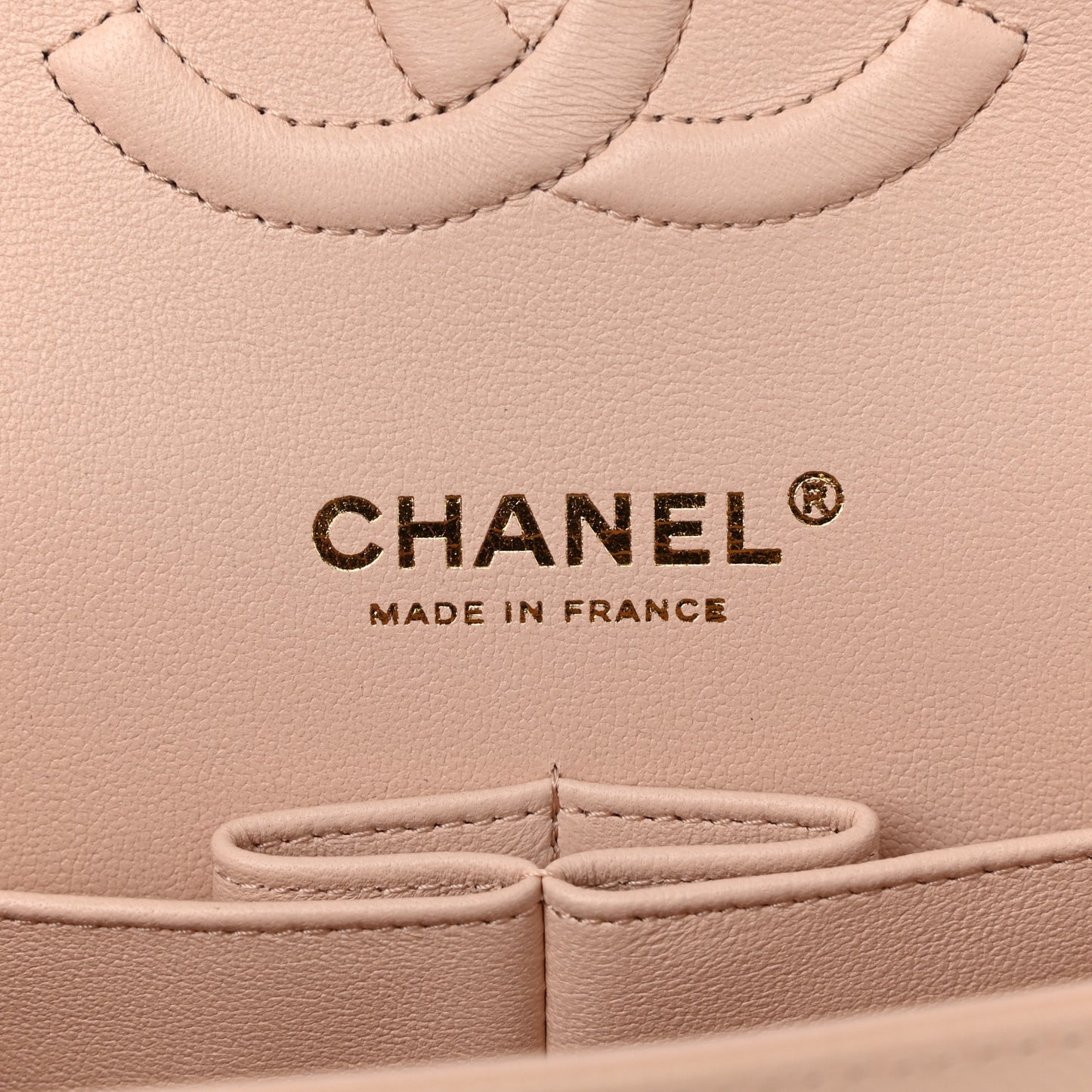 Caviar Quilted Medium Double Flap Light Beige