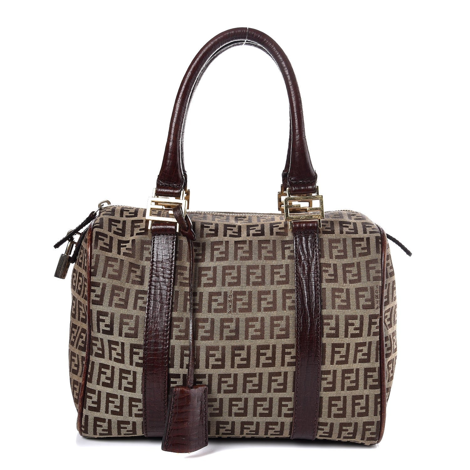 Fendi Zucchino Vitello Small Boston Mogano Panna Bruciato