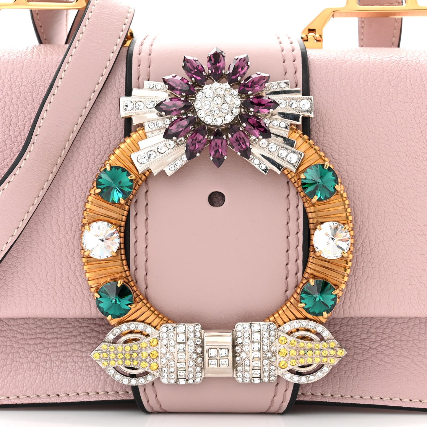 Goatskin Madras Soft Calf Crystal Embellished Shoulder Bag Mughetto