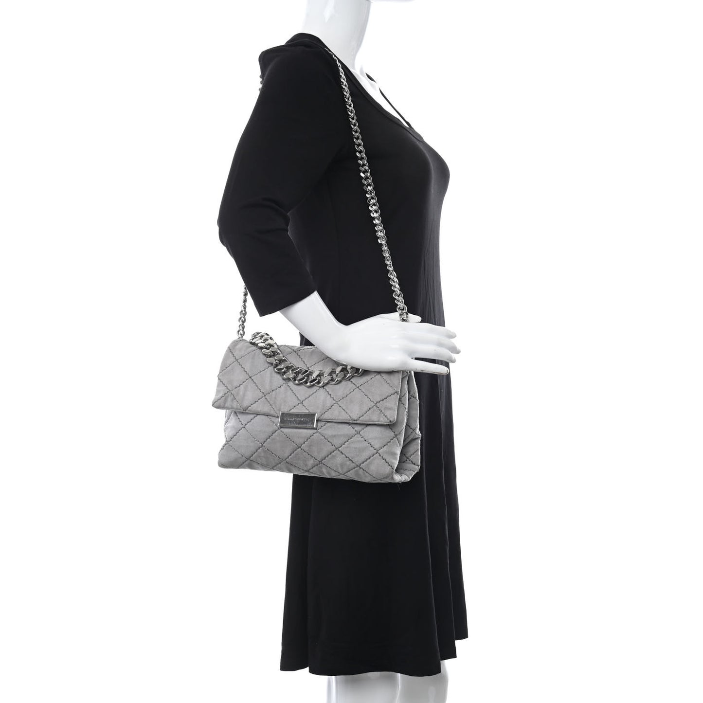 Shaggy Deer Quilted Small Beckett Chain Shoulder Bag Grey