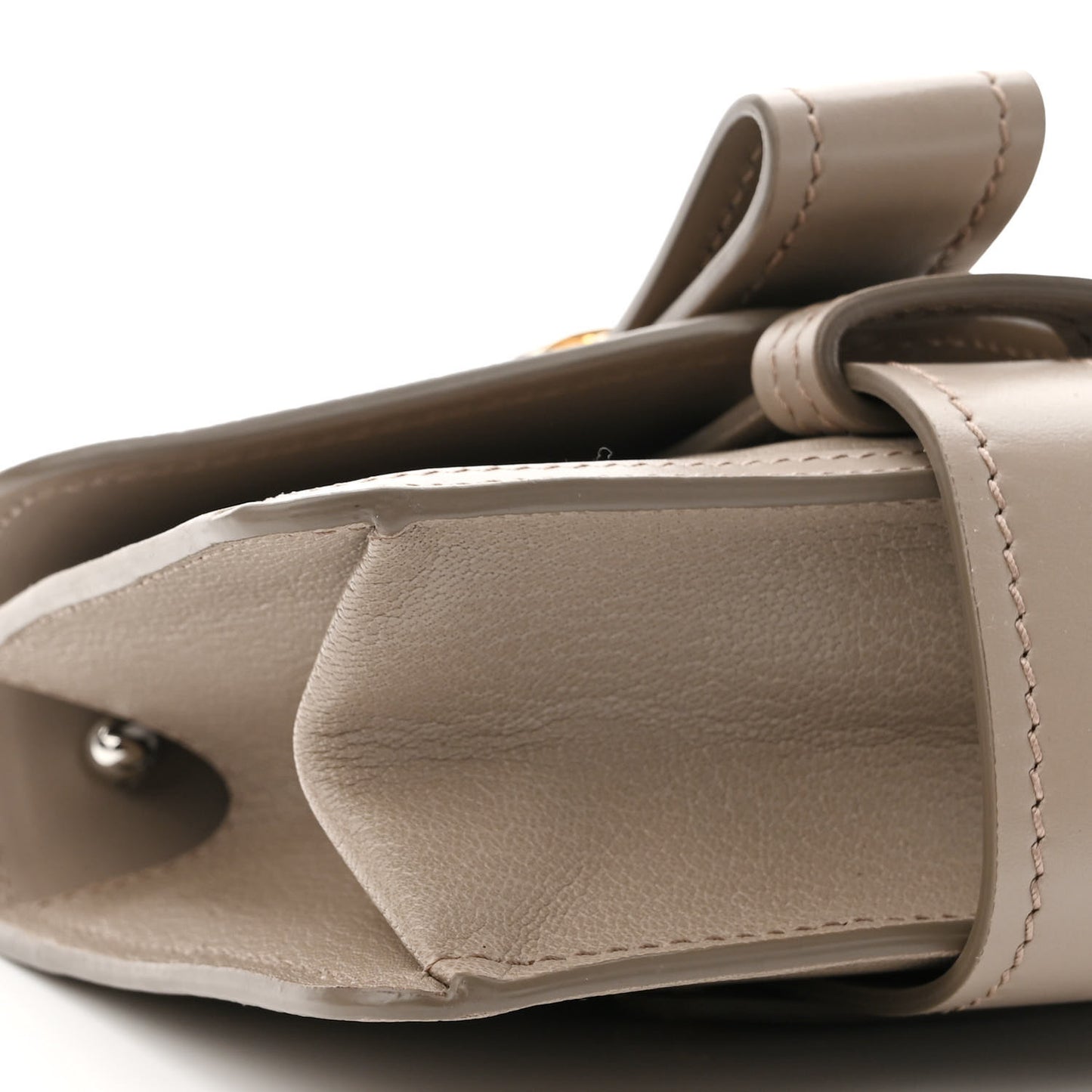 Shiny Goatskin Calfskin Mini Aby Chain Shoulder Bag Motty Grey