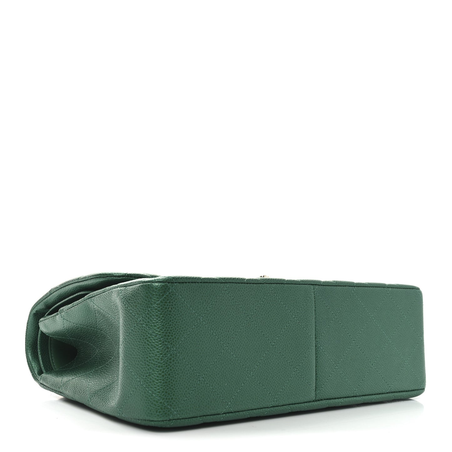 Metallic Caviar Quilted Jumbo Double Flap Green