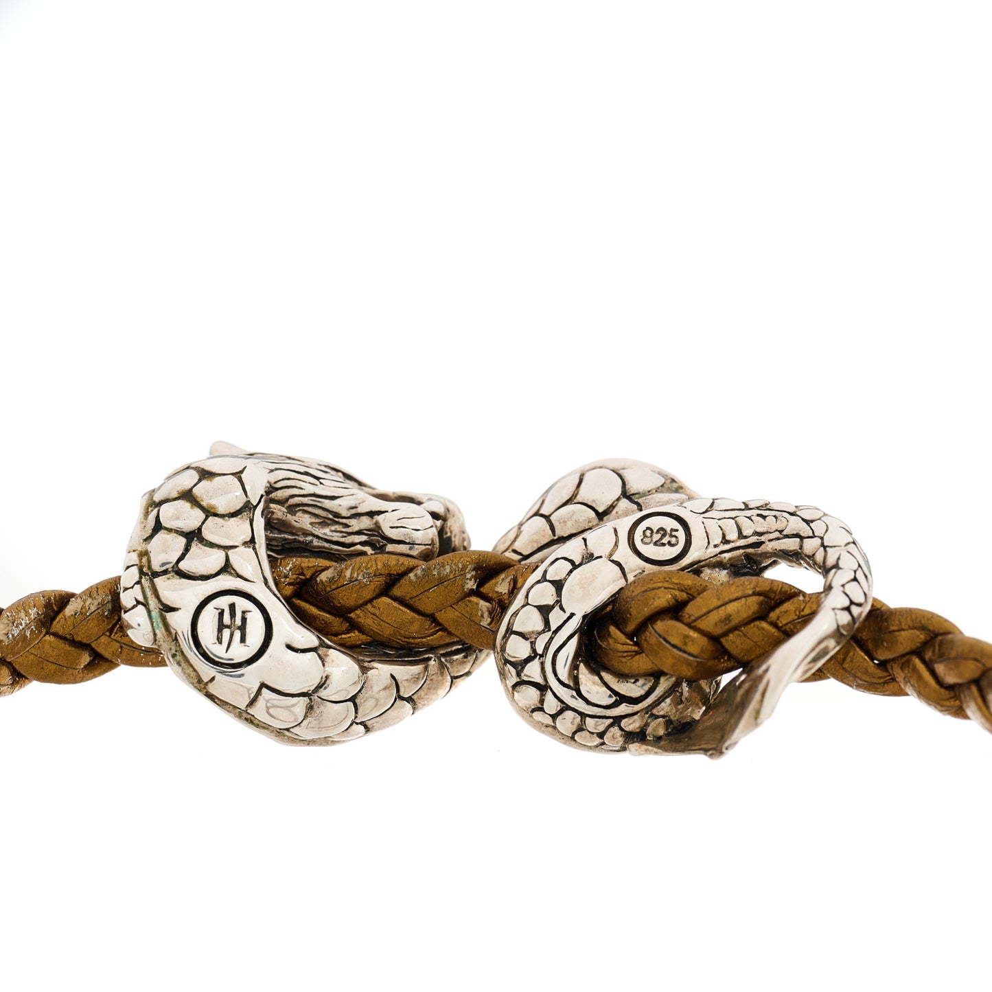 Sterling Silver Leather Naga Dragon Triple Wrap Bracelet Gold