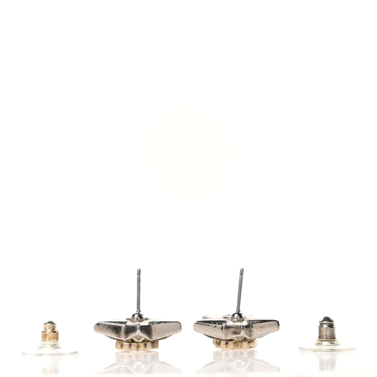 Crystal Star CC Stud Earrings Silver