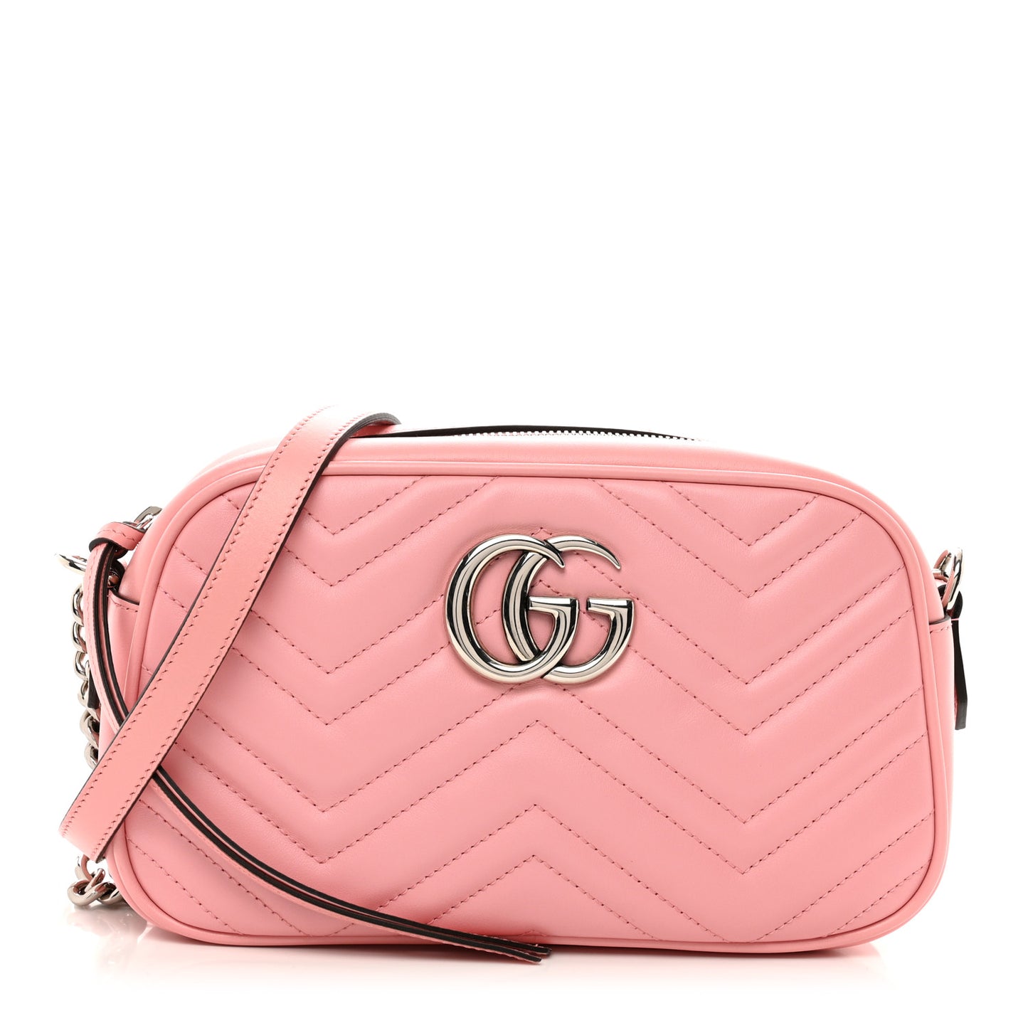 Calfskin Matelasse Small GG Marmont Chain Shoulder Bag Wild Rose