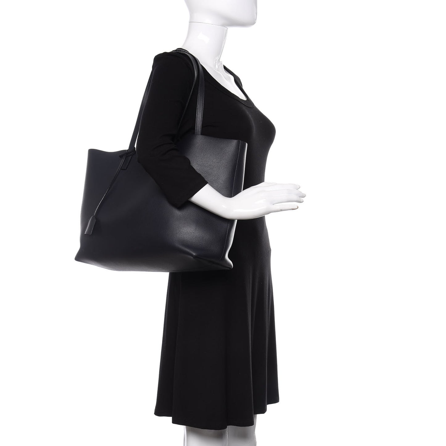 Calfskin Large Shopping Tote Black