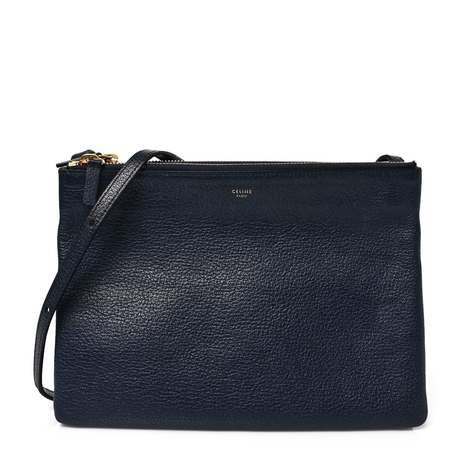 Celine Goatskin Large Trio Crossbody Bag Dark Blue 1291754