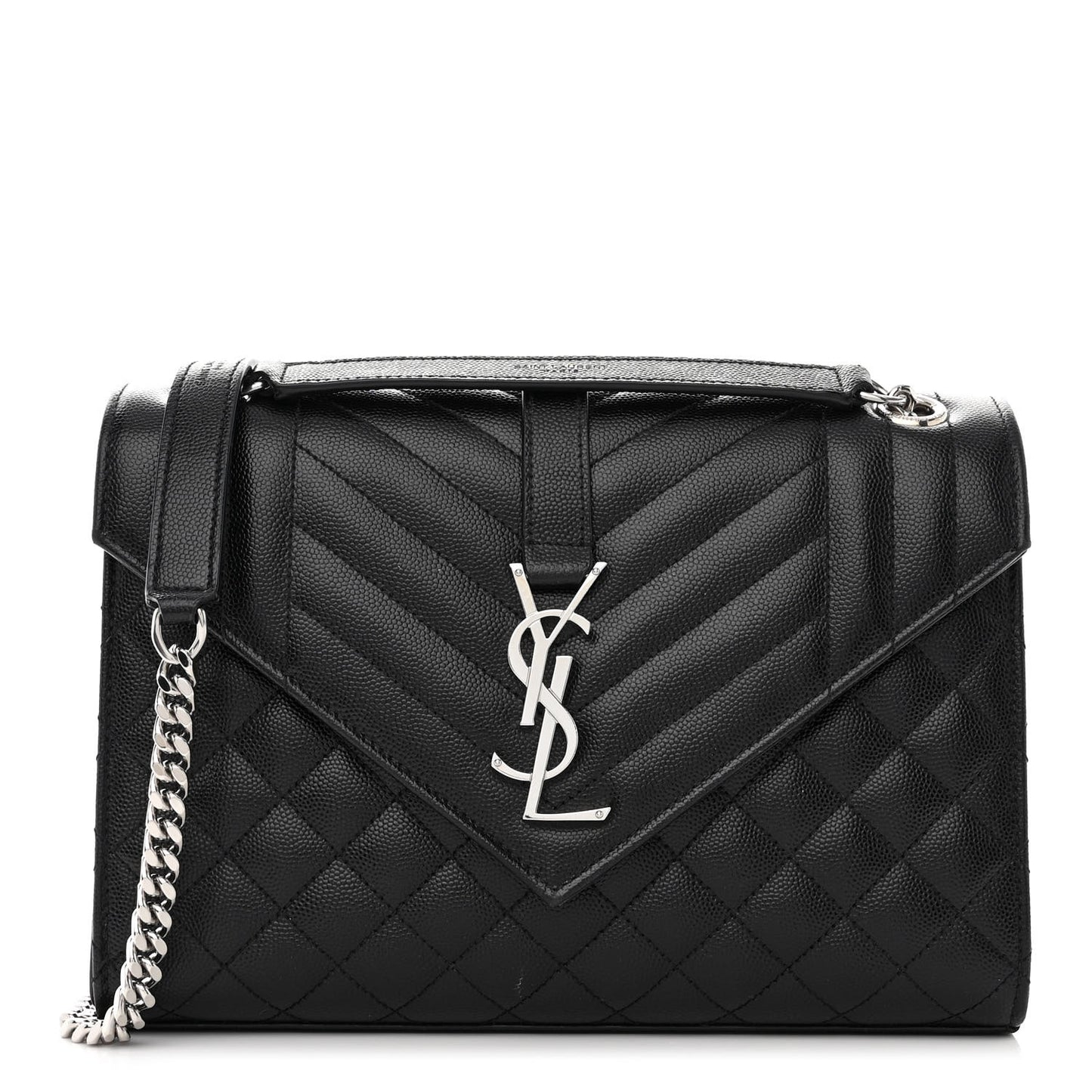 Grain De Poudre Textured Mixed Matelasse Triquilt Medium Monogram Satchel Black