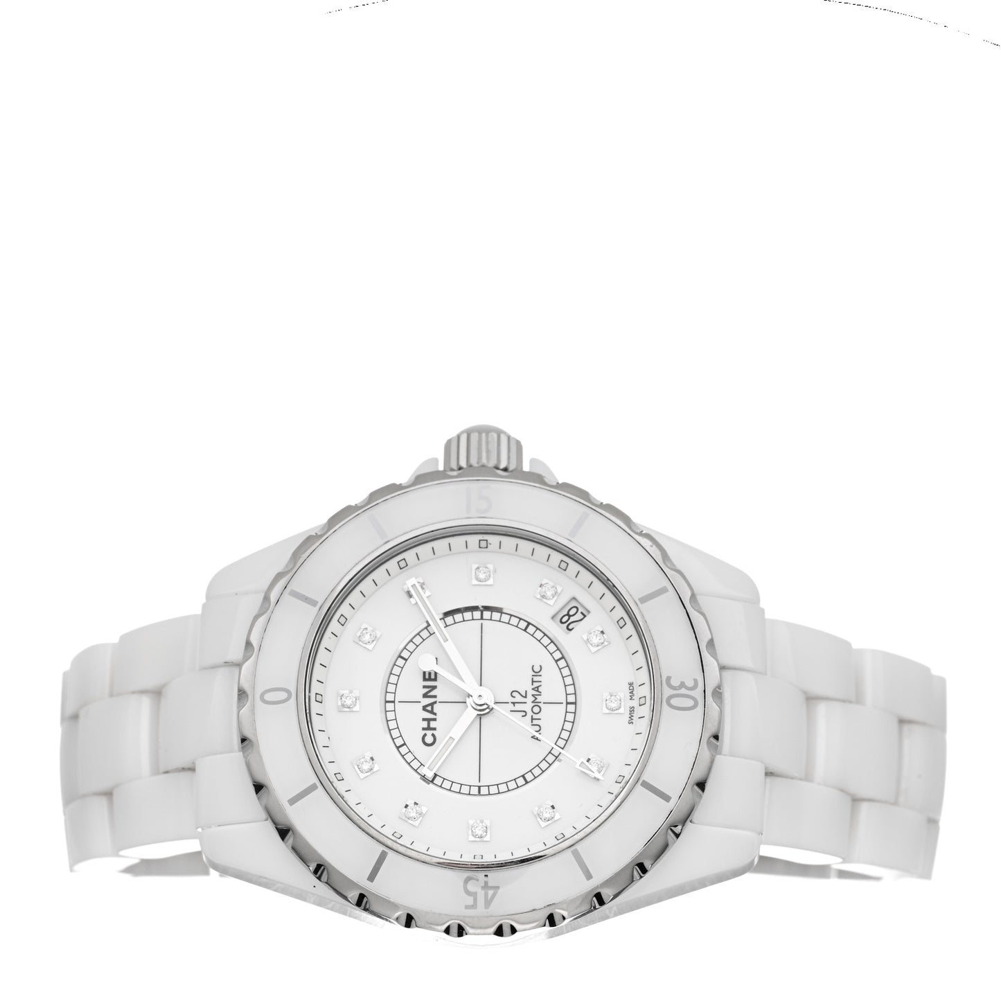 Stainless Steel Ceramic Diamond 38mm J12 Automatic Watch White
