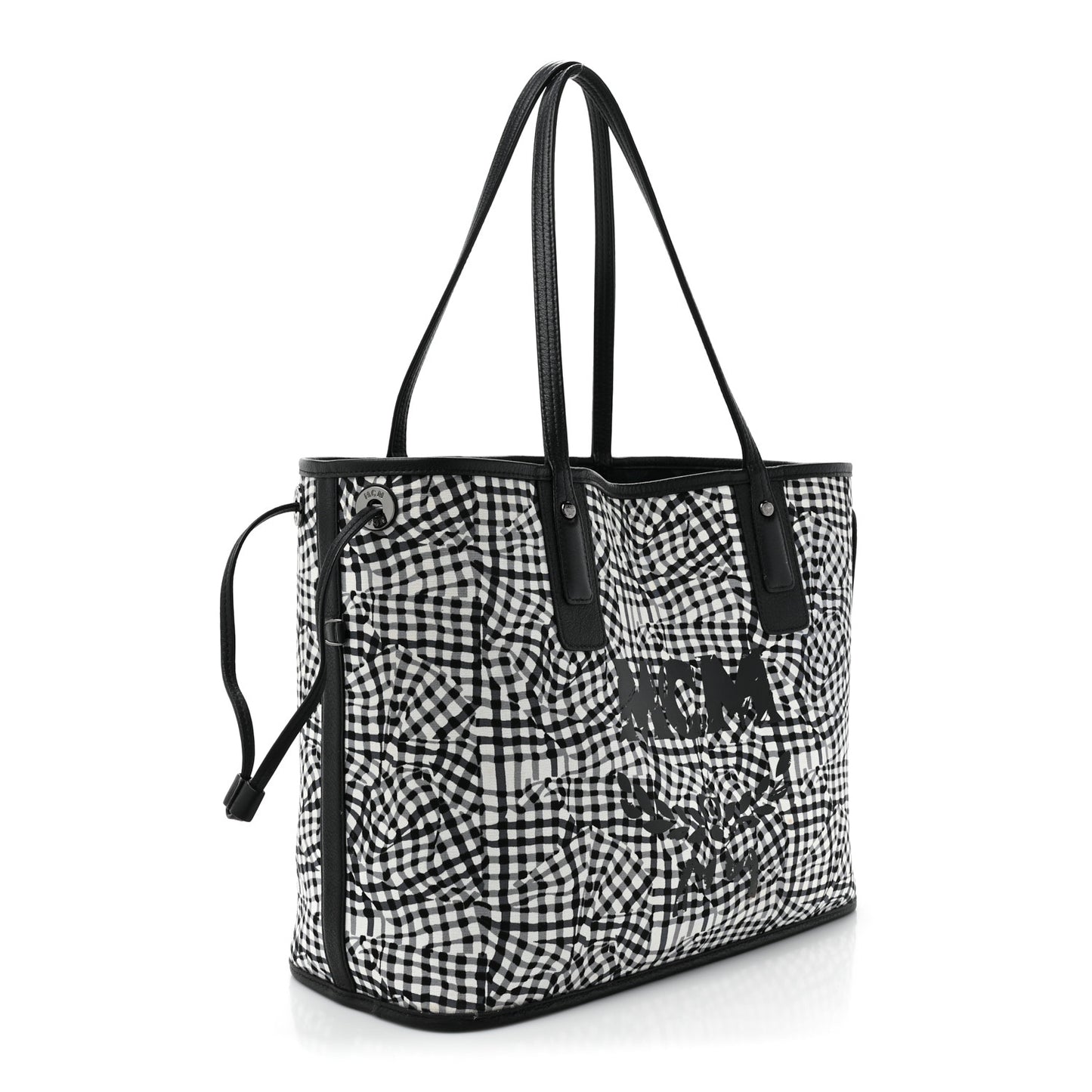 Grained Calfskin Visetos Medium Liz Reversible Shopper Tote Black