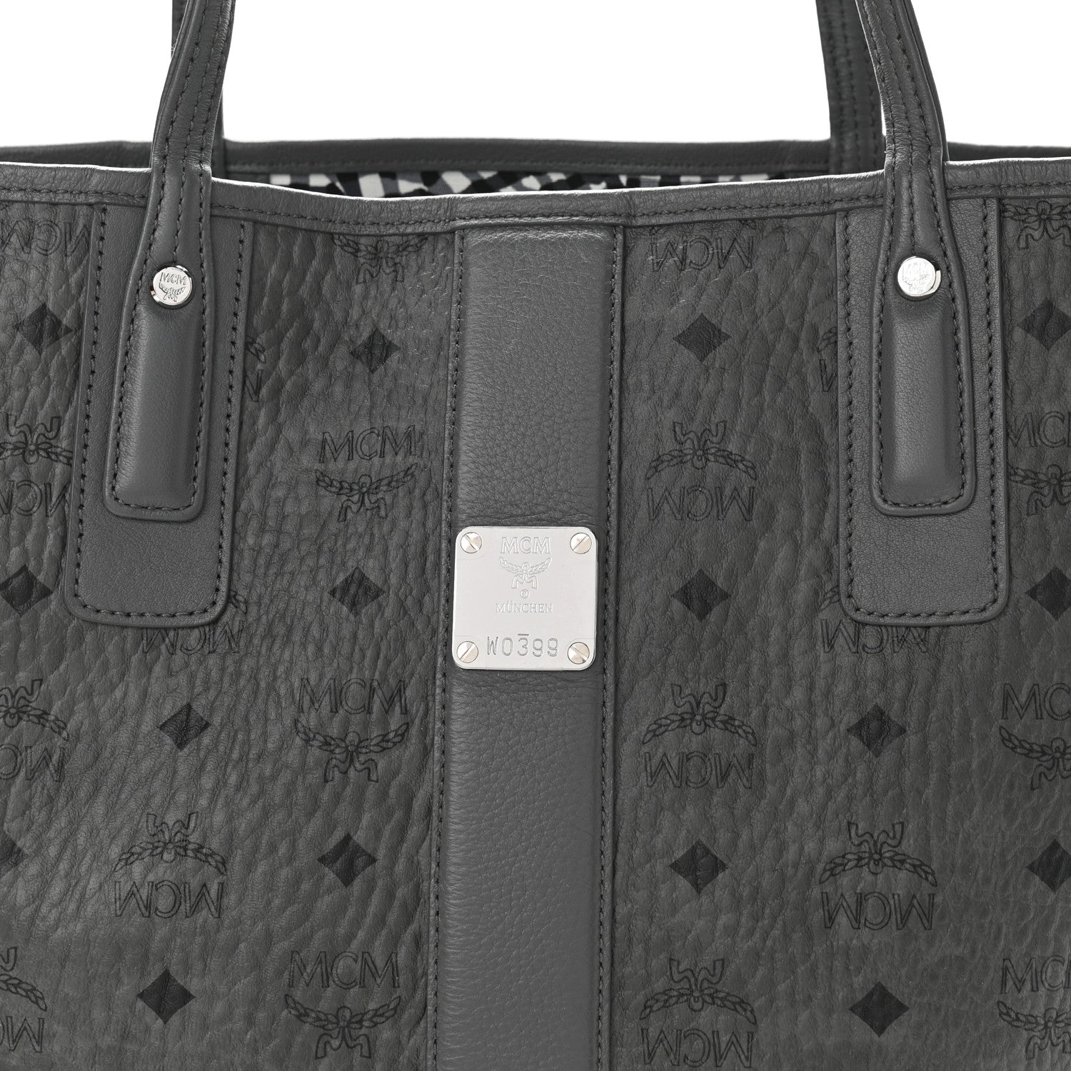 MCM Visetos Medium Liz Reversible Shopper Tote Black 9 of 14