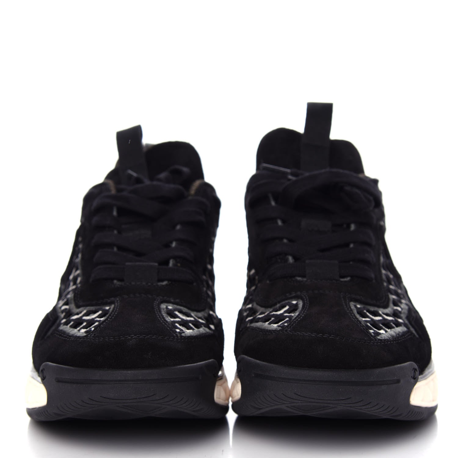 Chanel Suede Calfskin Embroidered CC Sneakers 39.5 Black 2 of 11