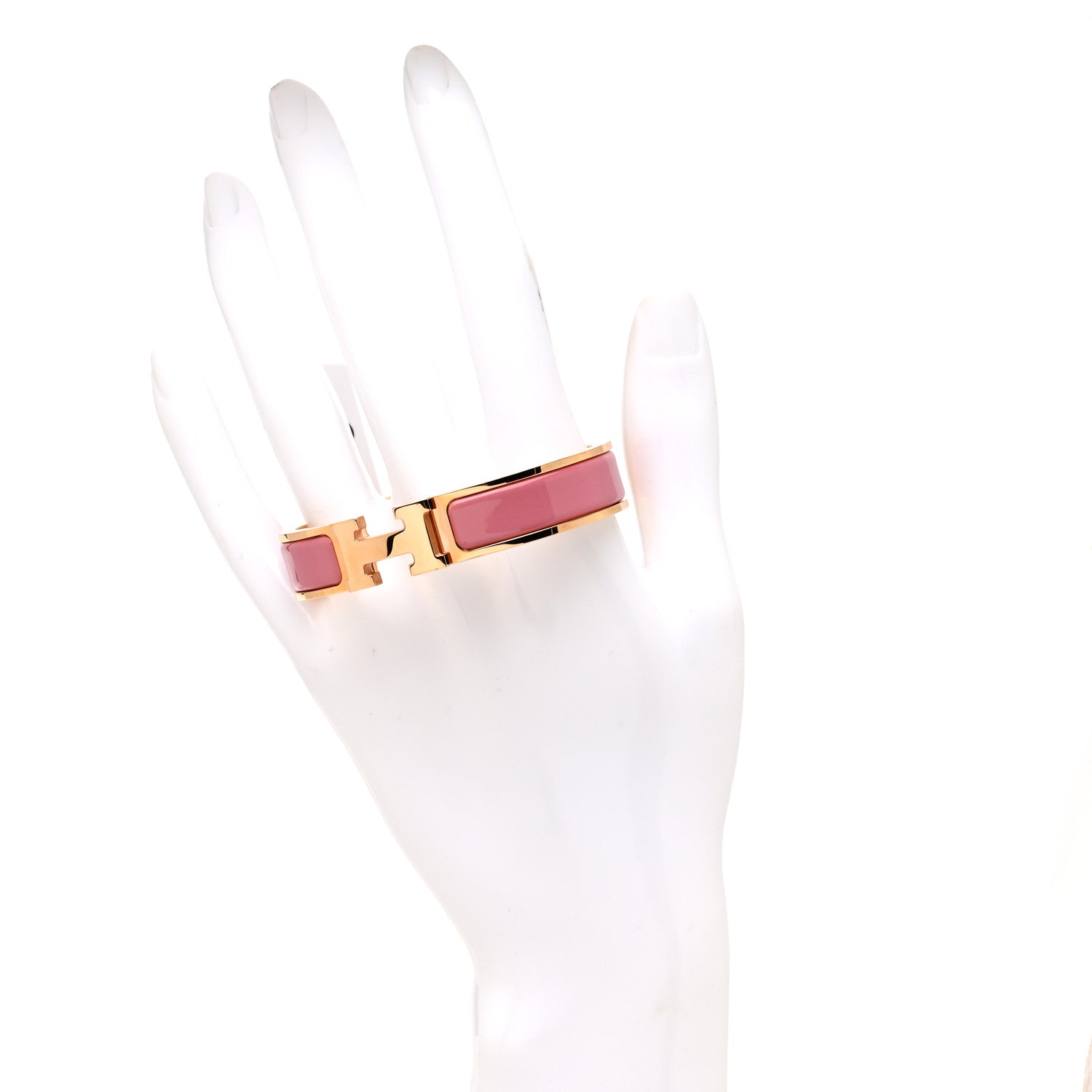 Hermes Enamel Narrow Clic Clac H Bracelet PM Rose Patch 2 of 6