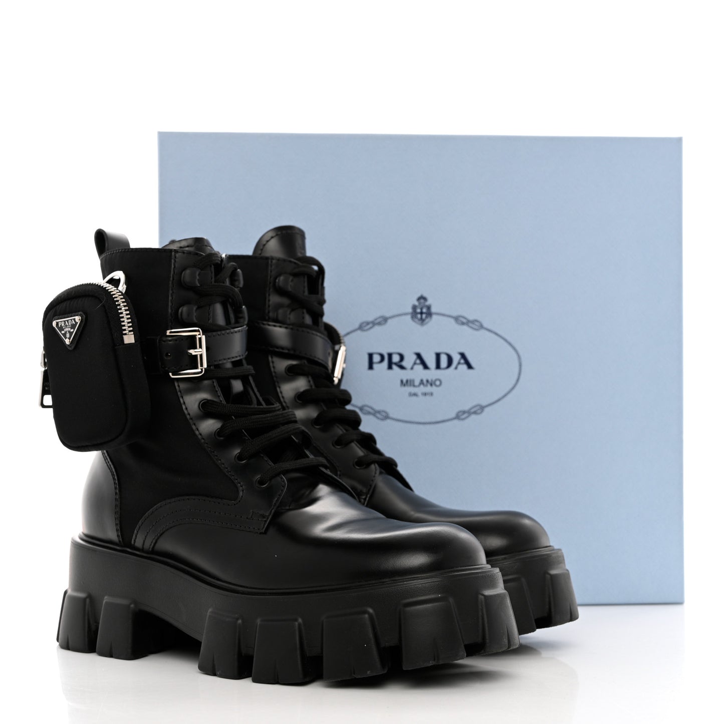 Spazzolato Rois Re-Nylon Metal Triangle Logo Monolith Pouch Pocket 55mm Boots 39.5 Black