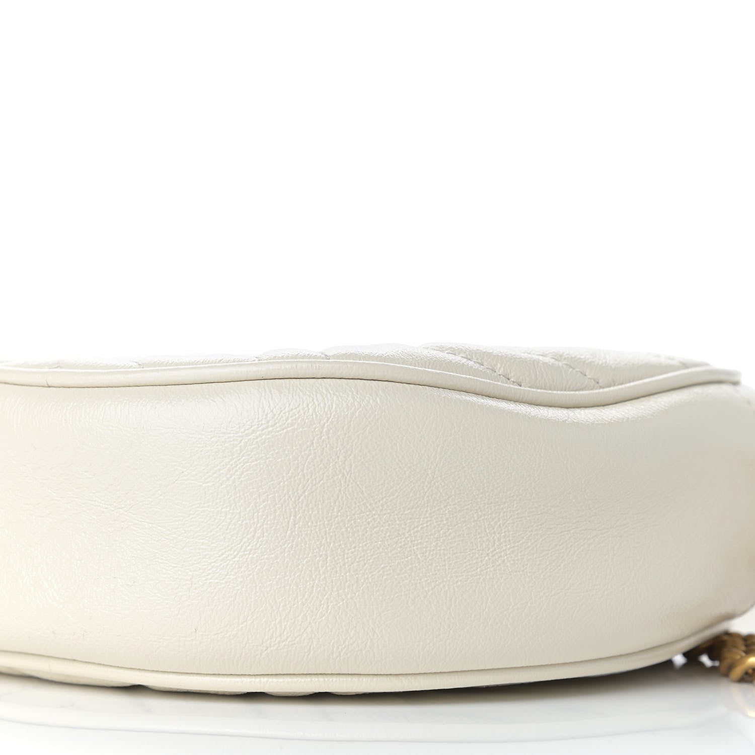 Gucci Calfskin Matelasse Mini GG Marmont Round Shoulder Bag White 10 of 11