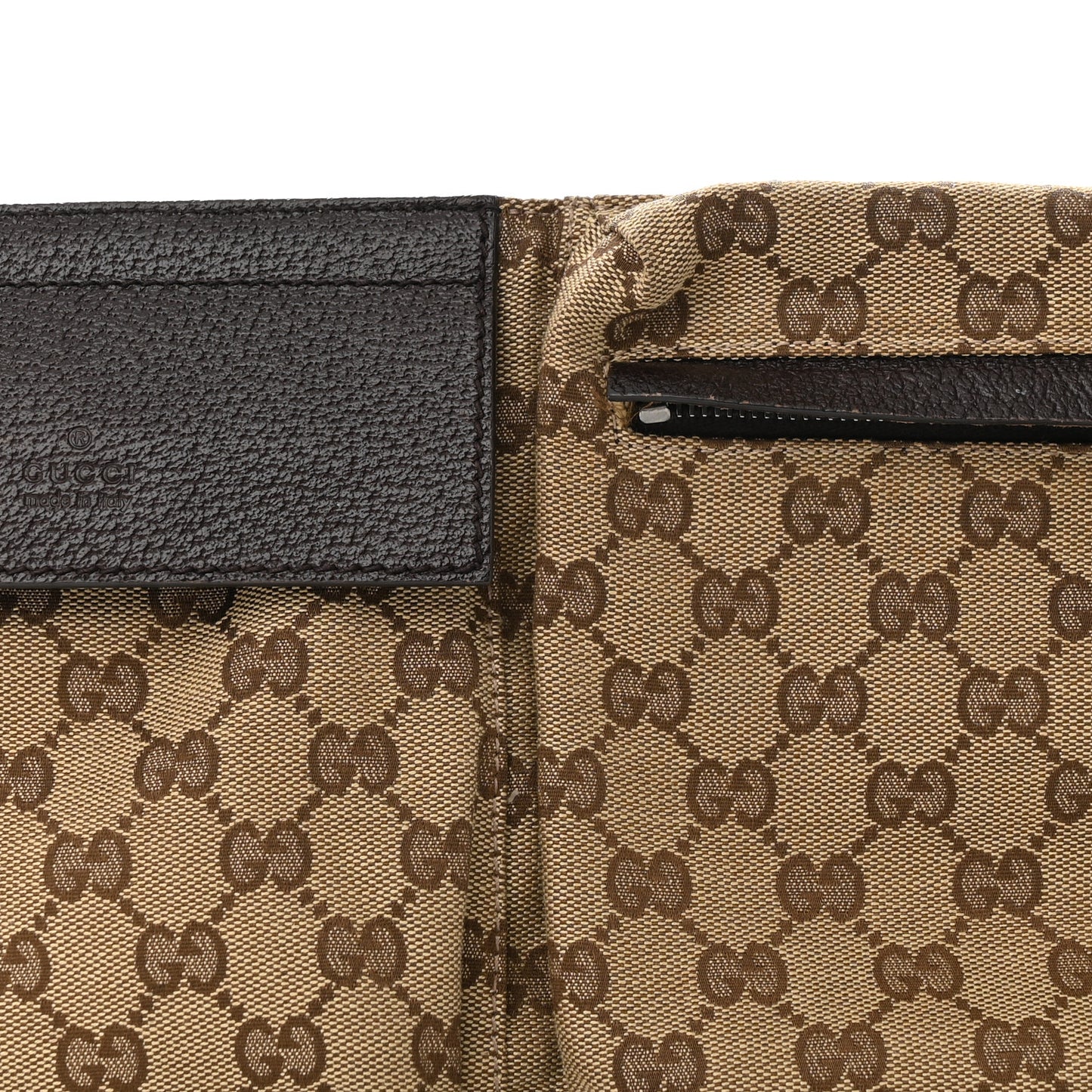 GG Monogram Double Pocket Belt Bag Dark Brown