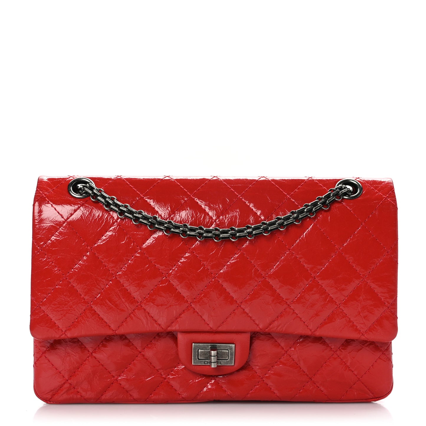 Aged Glazed Calfskin Quilted 2.55 Reissue 226 Flap Red