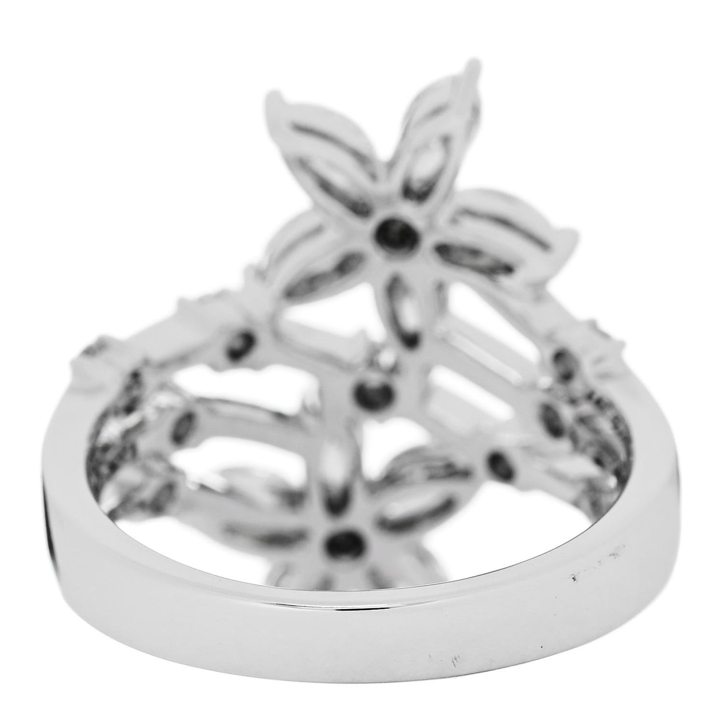 18K White Gold Diamond 1.46ctw Flower Ring 53 6.5