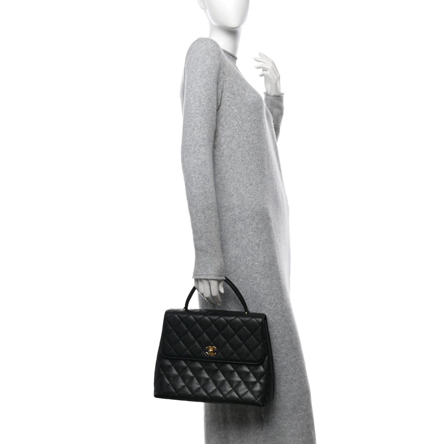 Chanel Caviar Quilted Jumbo Kelly Flap Black 2 of 14