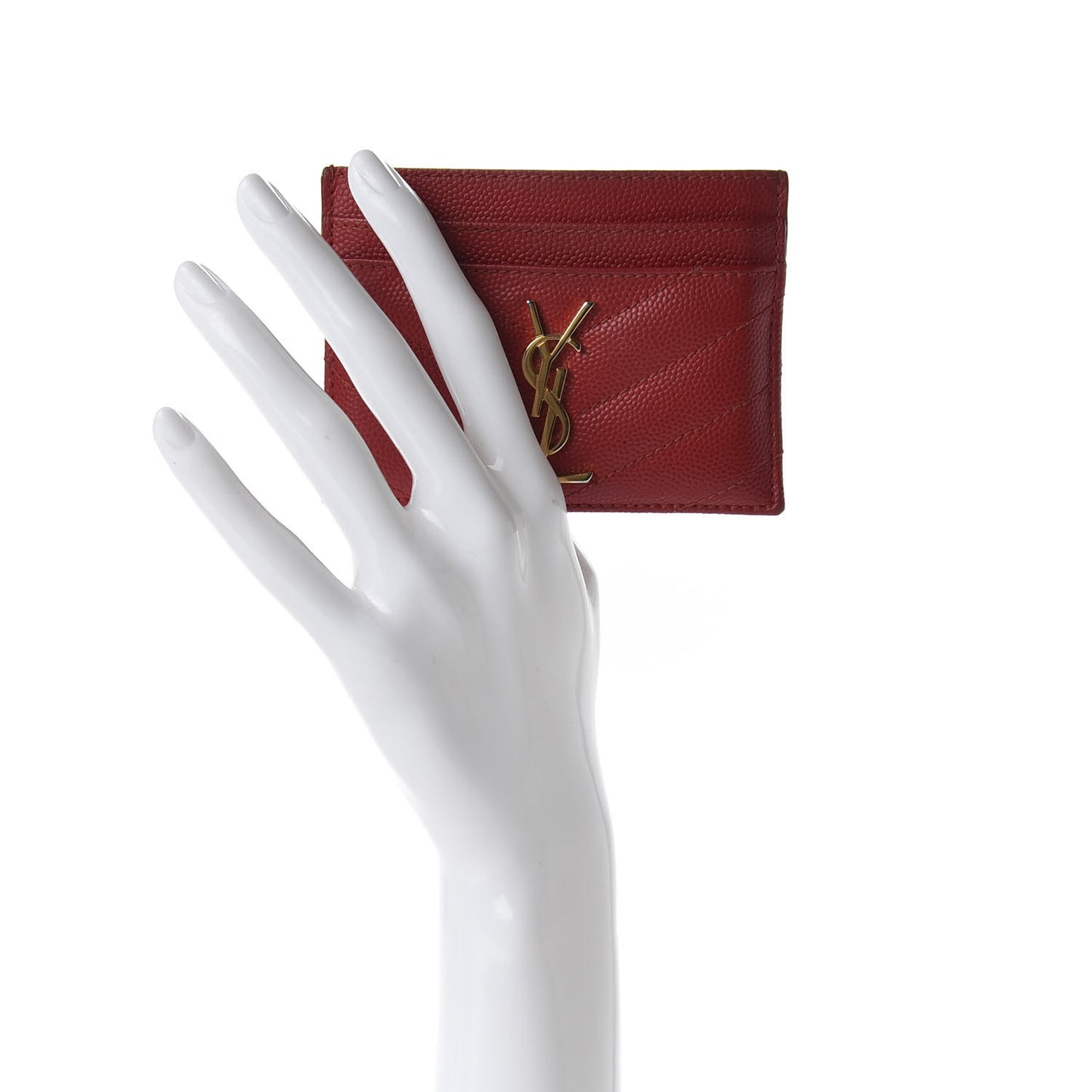 Grain De Poudre Matelasse Chevron Monogram Credit Card Case New Red