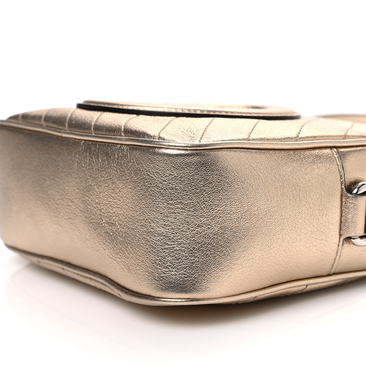 Metallic Sakai Be Green Calfskin Diagonal Stitched Small Blondie Shoulder Bag Golden Beige