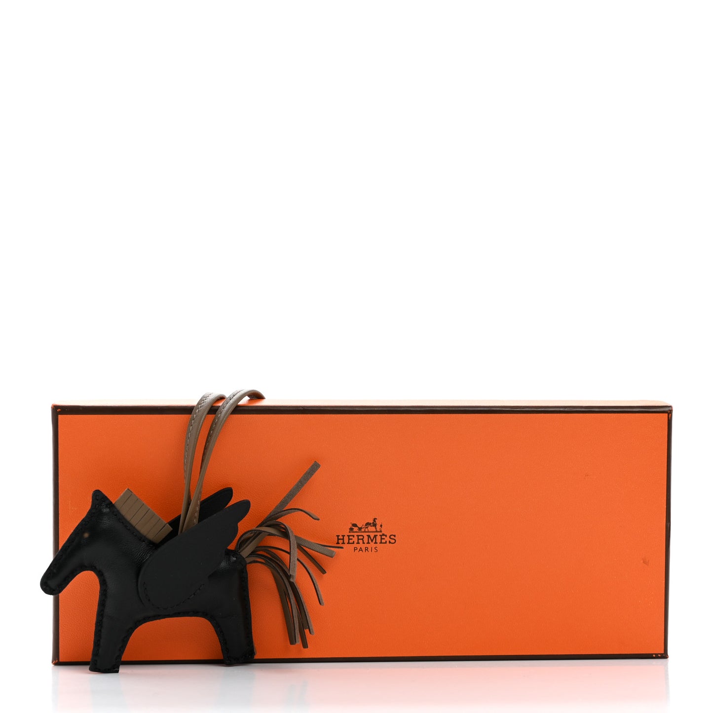 Milo Lambskin Grigri Rodeo Pegase Horse Bag Charm PM Black Etoupe