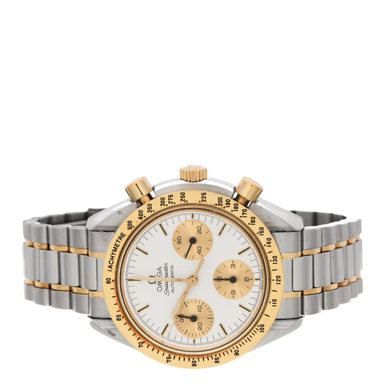 Omega Stainless Steel 18K Yellow Gold 39mm Speedmaster Chronograph Automatic Watch White 175.00.33 2 of 7