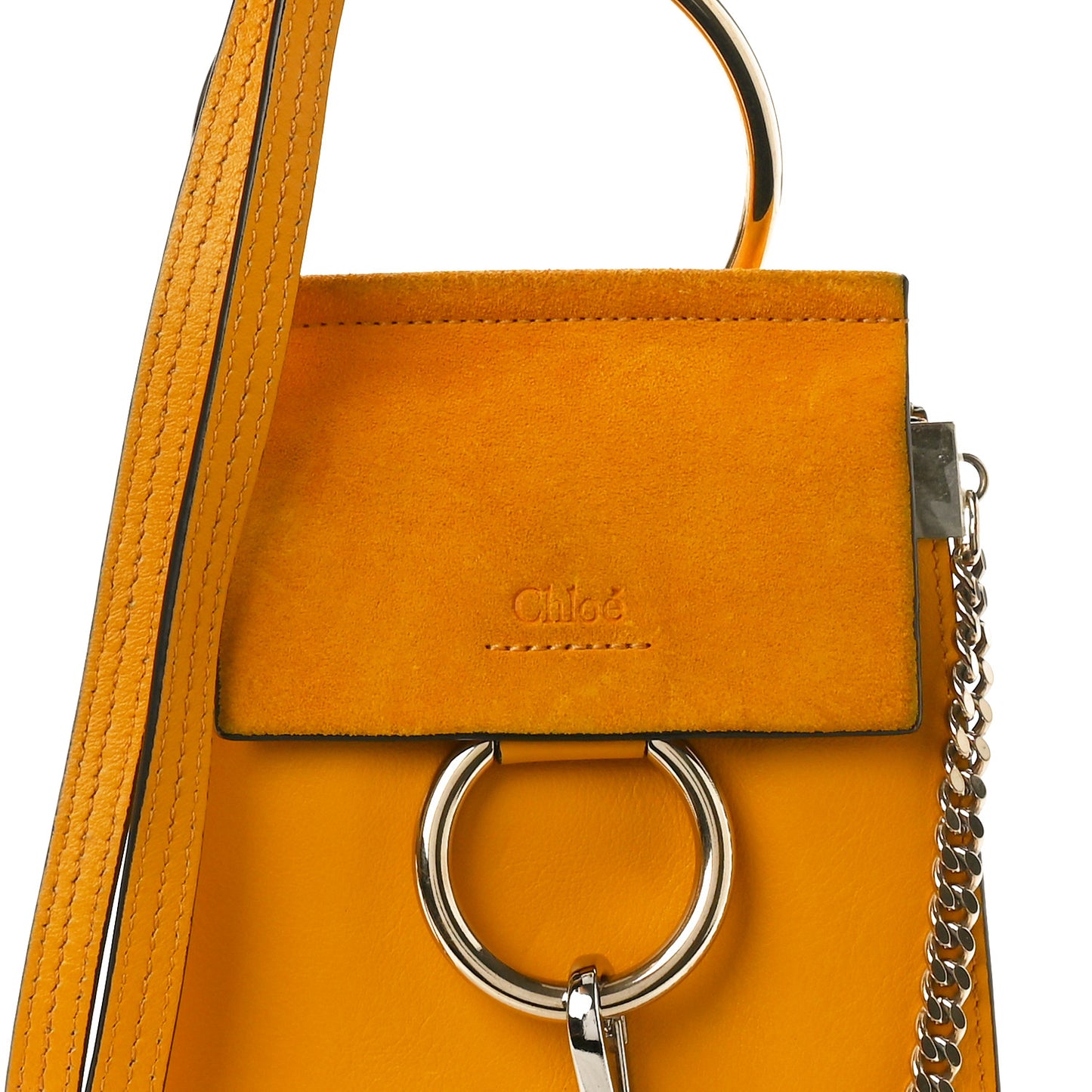 Suede Calfskin Mini Faye Bracelet Bag Sunflower