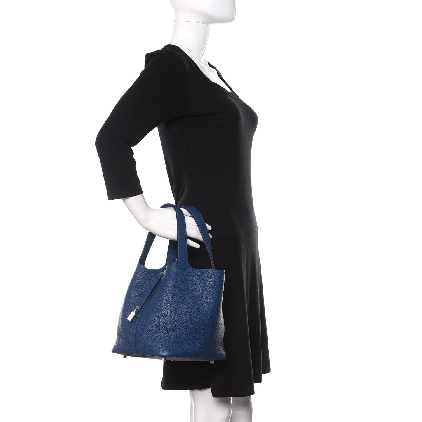 Taurillon Clemence Picotin Lock 22 MM Deep Bleu