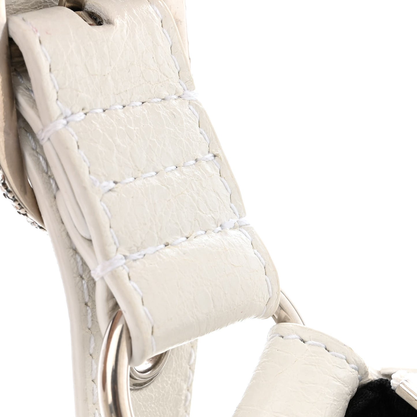 Agneau Arena Crystal Le Cagole Shoulder Bag XS Optic White
