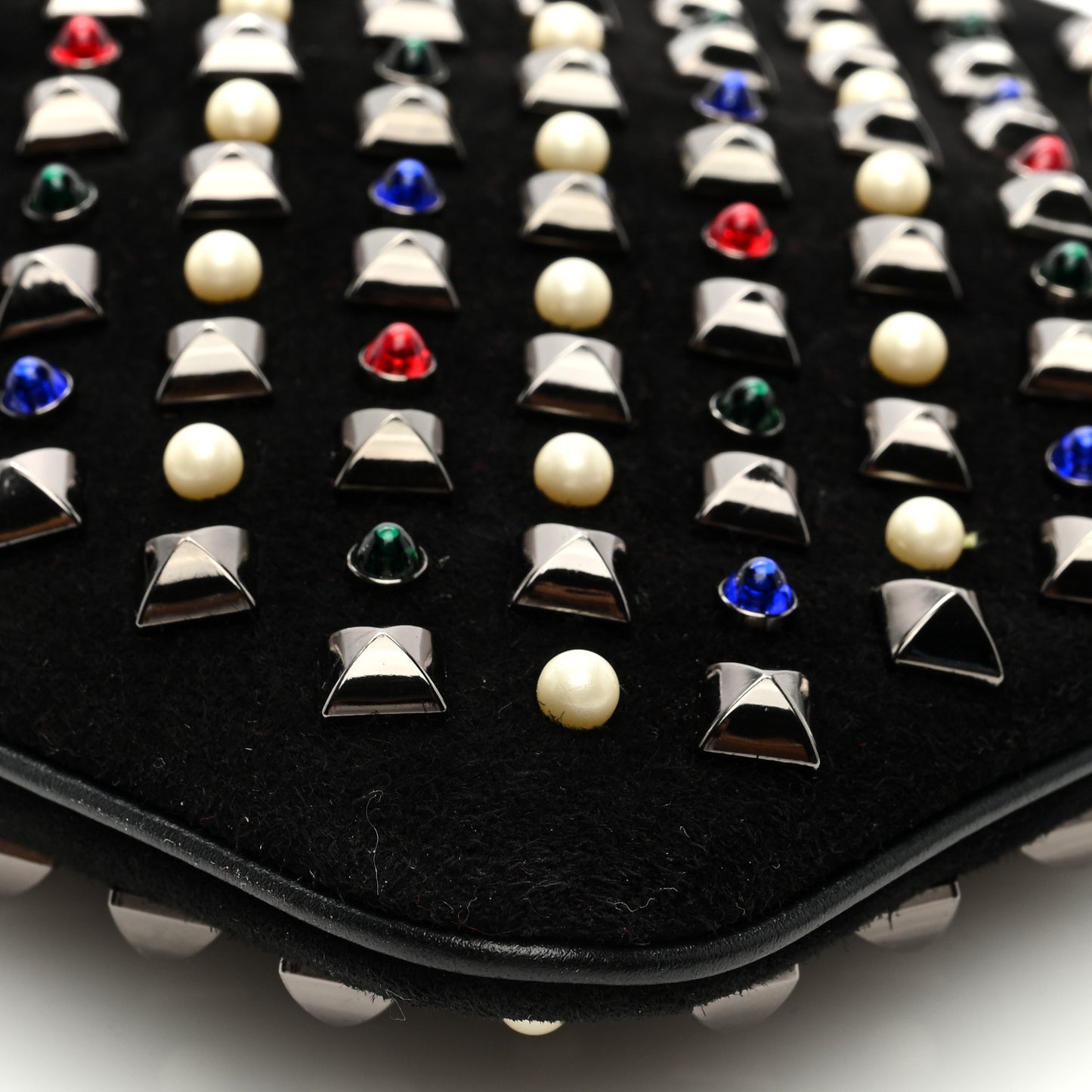 Suede Studded Loubiposh Tudor Clutch Black
