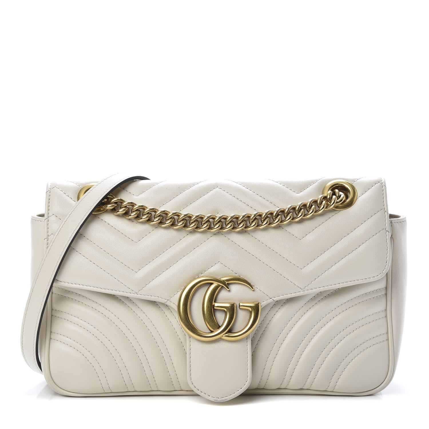 Gucci Calfskin Matelasse Small GG Marmont Shoulder Bag White 1 of 11