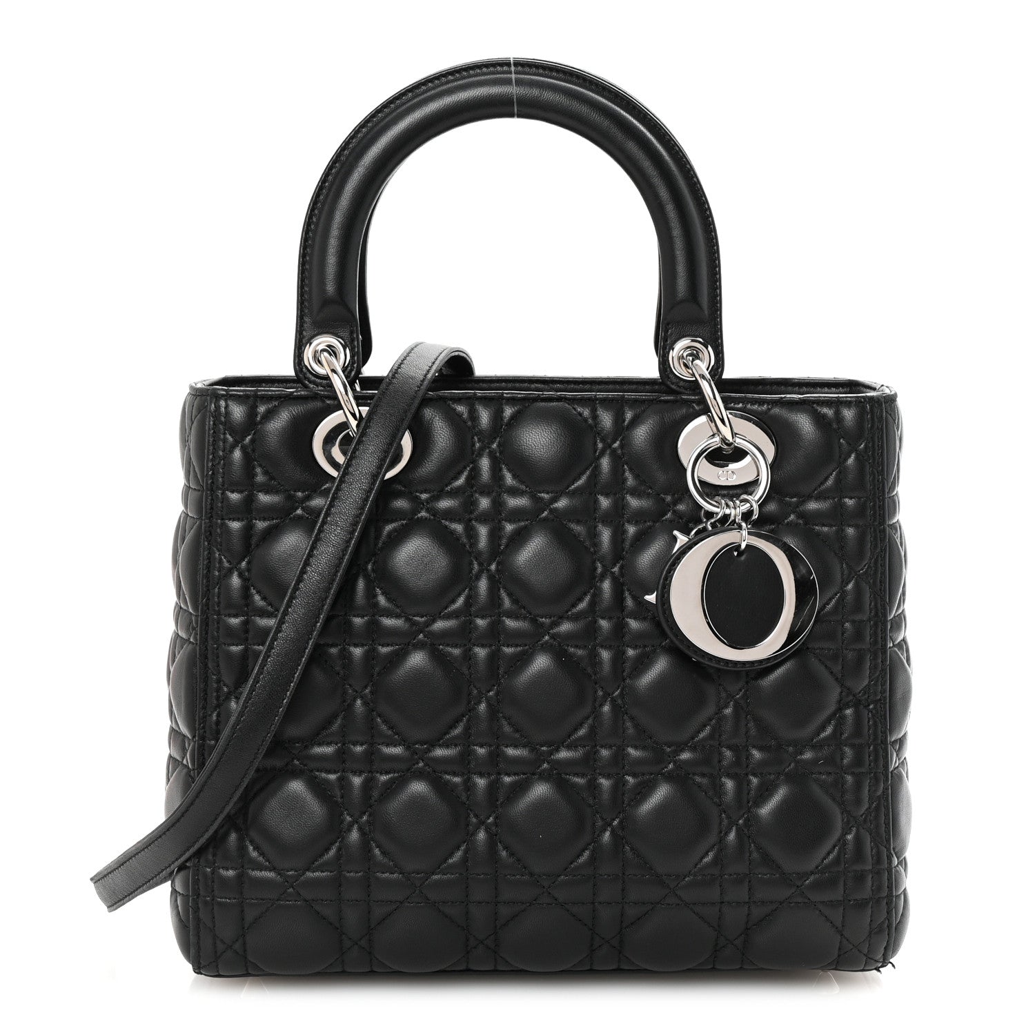 Christian Dior Lambskin Cannage Medium Lady Dior Black 1 of 9