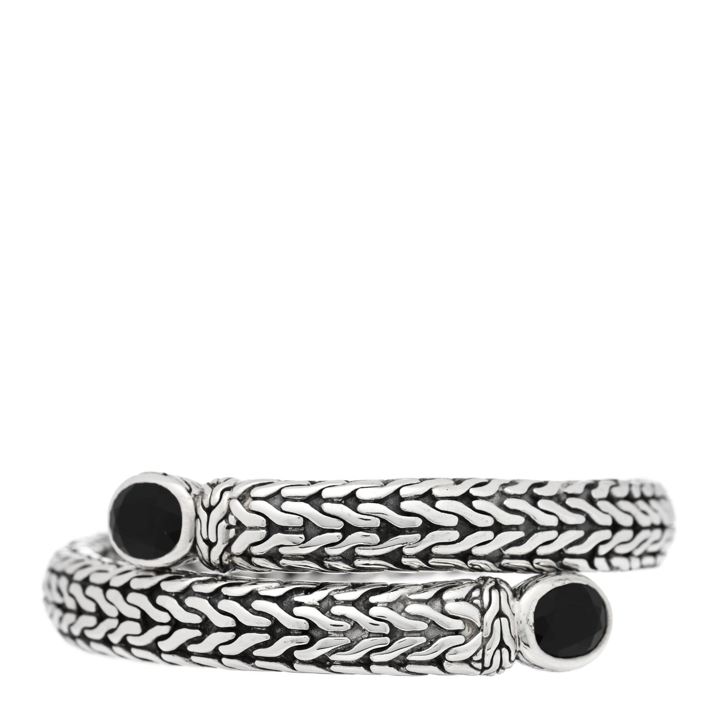 Sterling Silver Black Onyx Coil Bracelet
