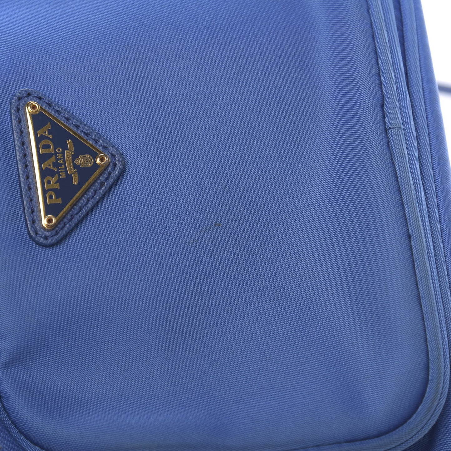 Tessuto Nylon Saffiano Mini Bucket Crossbody Bag Azzurro