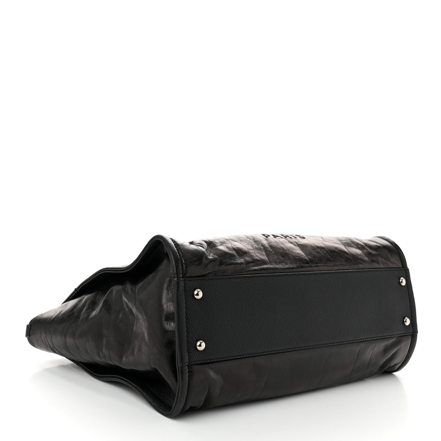 Glazed Calfskin Small Deauville Tote Black