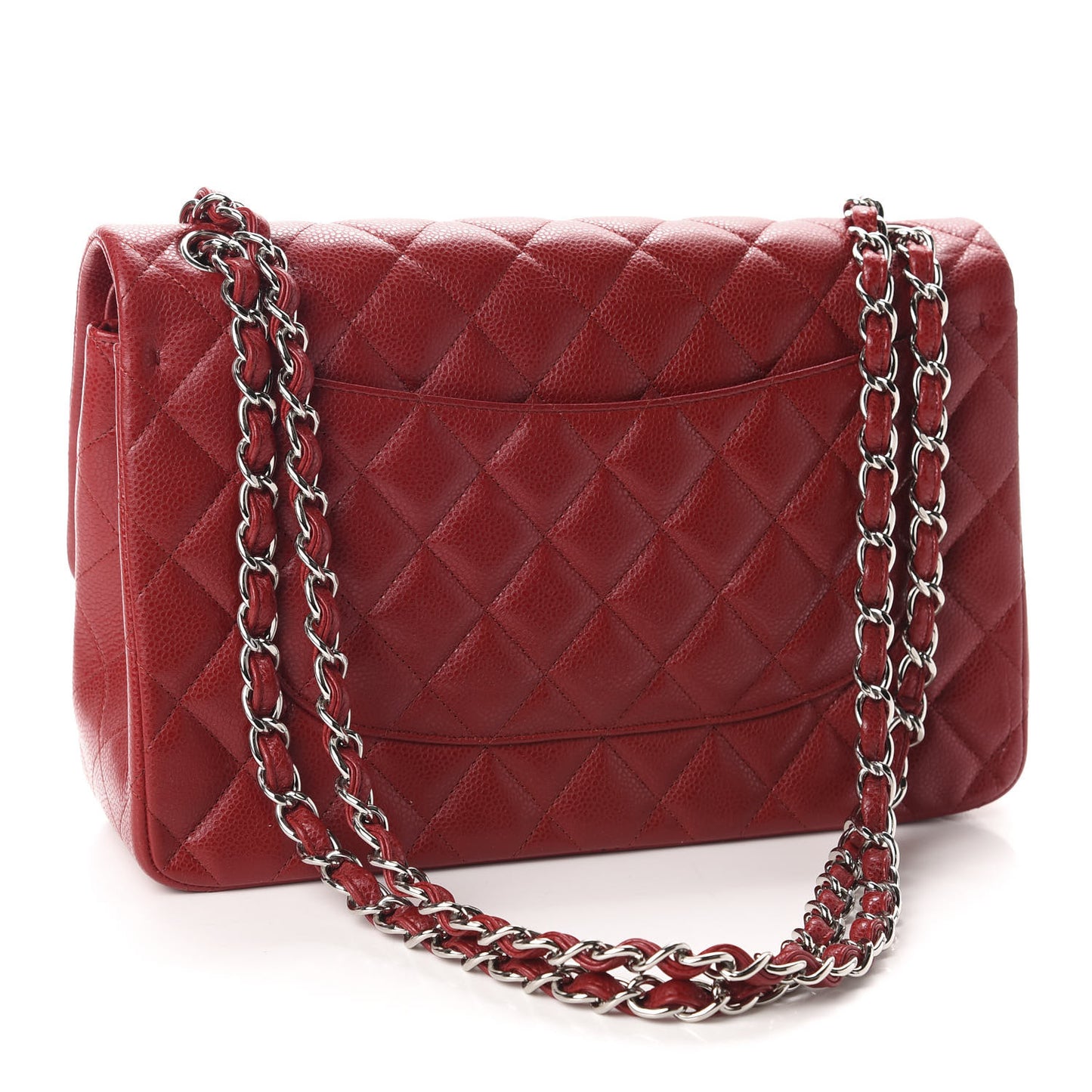 Caviar Quilted Jumbo Double Flap Red