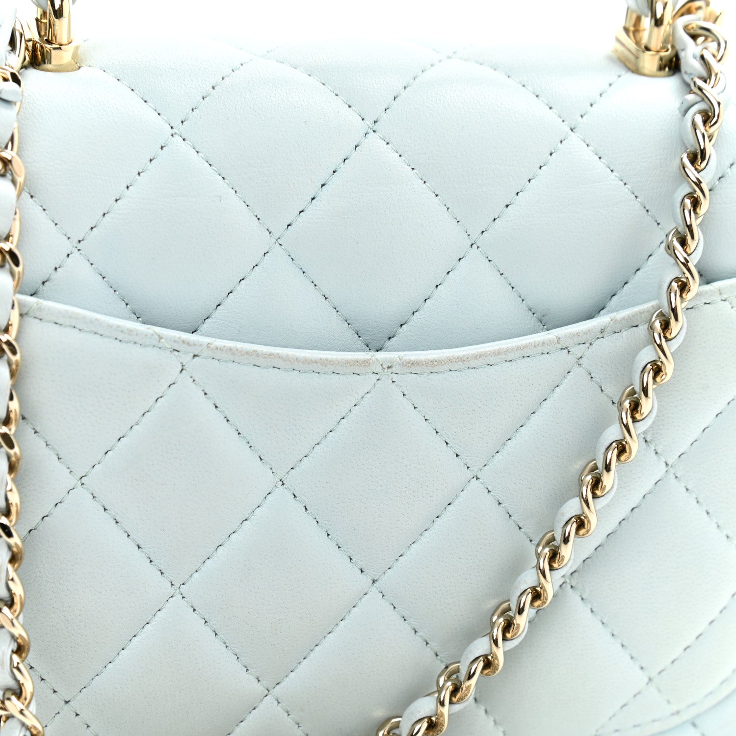 Chanel Lambskin Quilted Mini Top Handle Rectangular Flap Light Blue 11 of 13