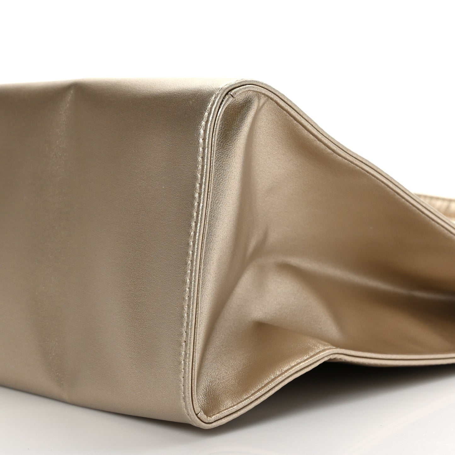 Metallic Vegan Leather Medium Shopping Bag Gold