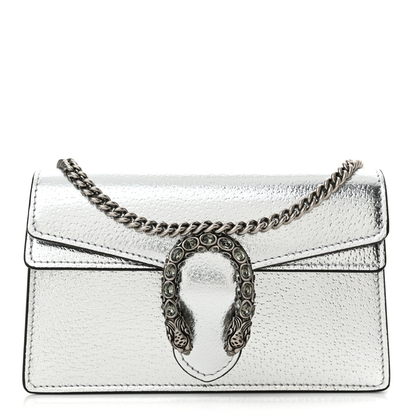 Metallic Calfskin Super Mini Dionysus Shoulder Bag Silver